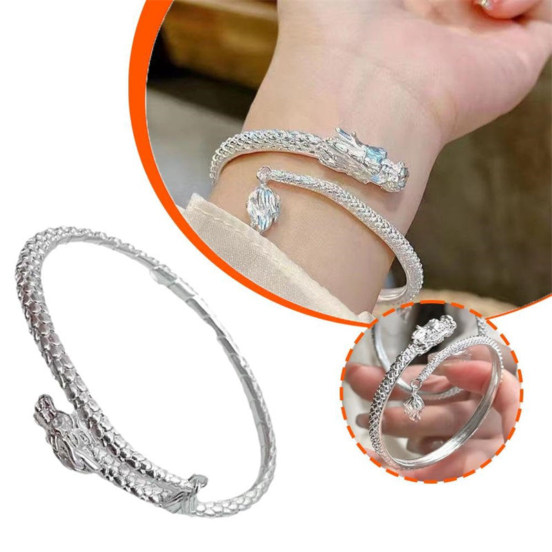 2024 Trendy Magical Dragon Waving Its Tail Chinese Style Men And Women Couple Adjustable Bracelet New Popular Relief Dragon Tail Bangle Punk Jewelry