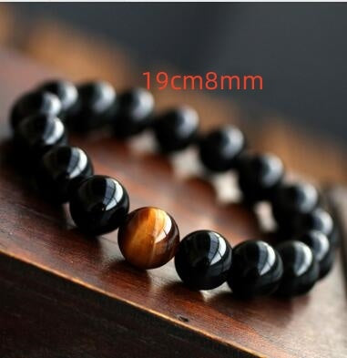 Natural Black Onyx With Stone Tiger Eyes Energy Bracelet