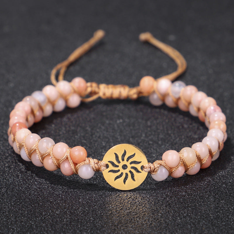 Double Layer Hand-woven Natural Stone Hollow Yoga Meditation Bracelet