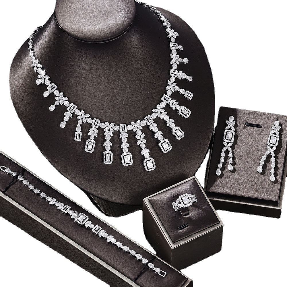 Sparkling Zircon Four-Piece Jewelry Set