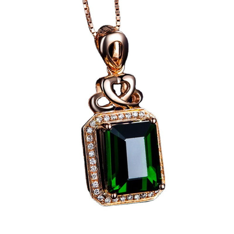 Emerald Pendant Silver Plated 18k Rose Gold