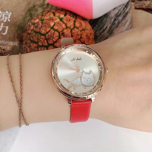 Shaking His Head Kitten Fashion Female Student Watch