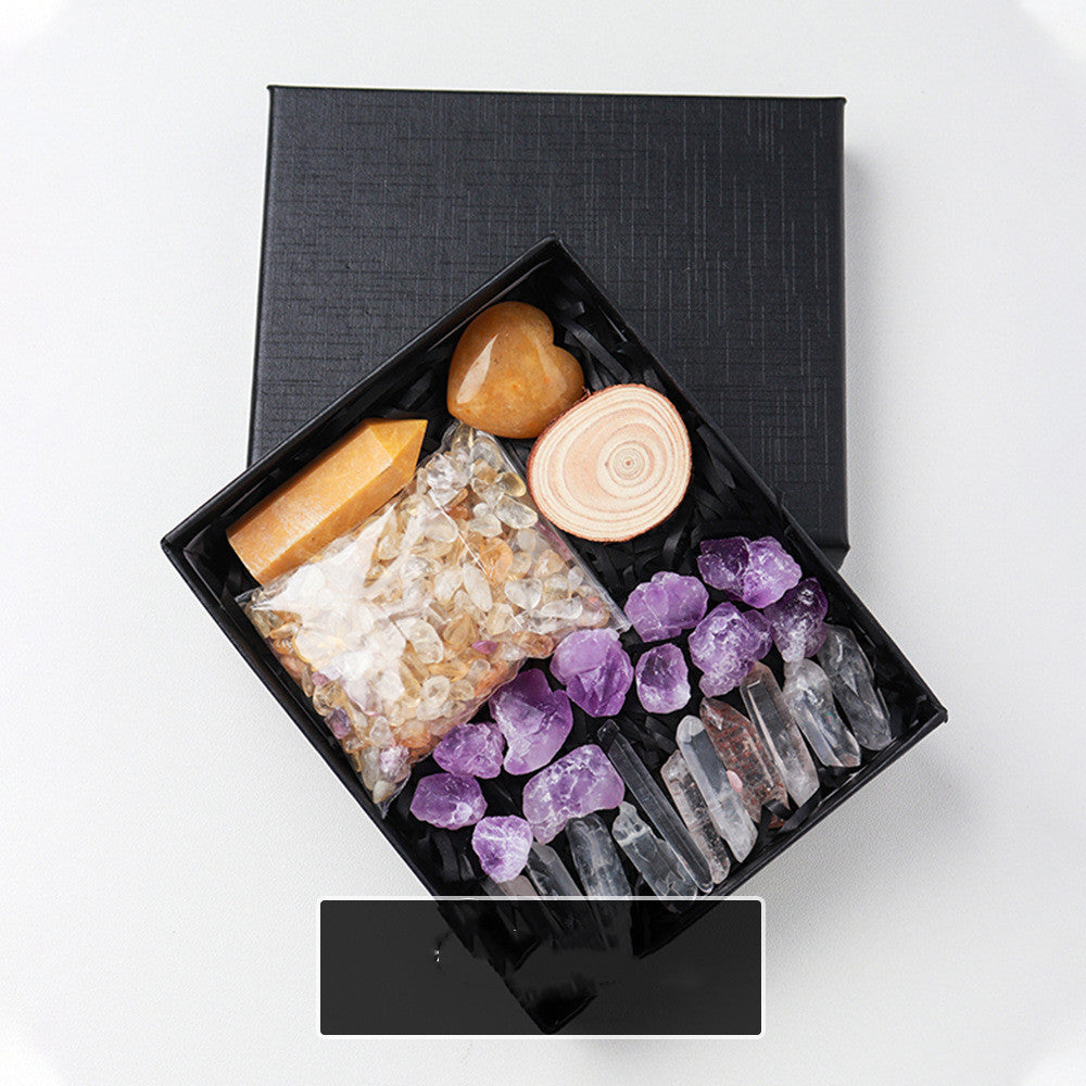 Natural Crystal Rough Pillar Crushed Stone Gift Set