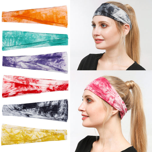 Tie-dye Turban Wide Side Sports Headband