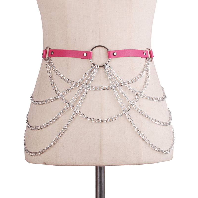 Metal Chain Leather Belt Body Chains