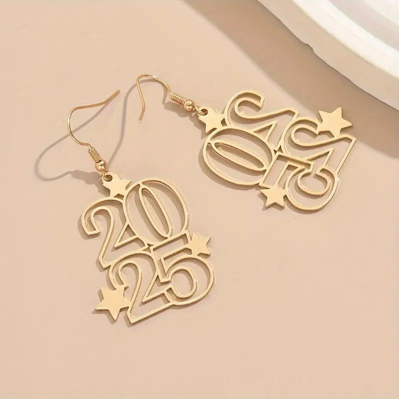Creative Golden 2025 Dangle Earrings