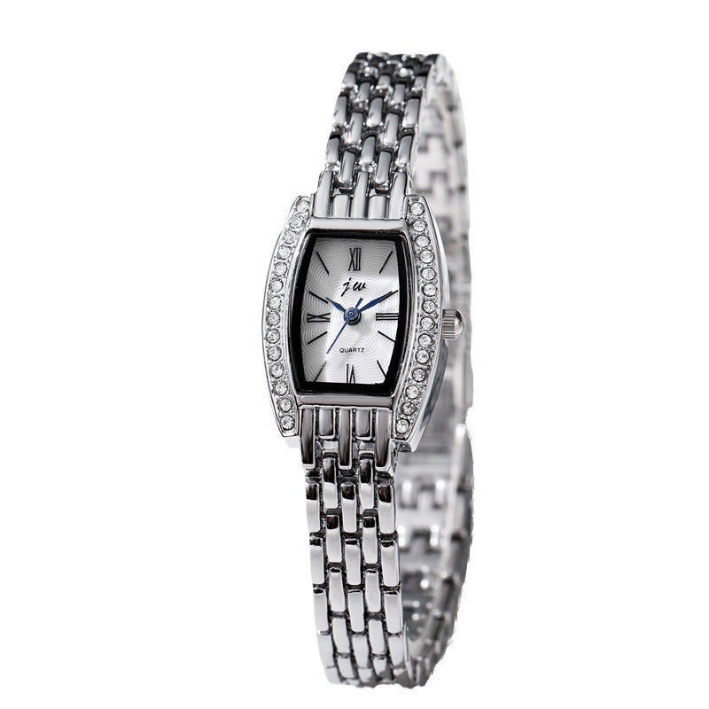 Exquisite Rectangle Ladies Quartz Watch with Diamond Accents