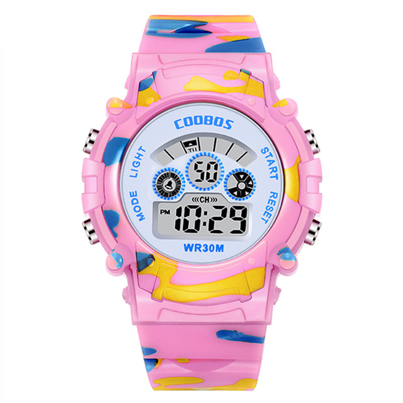 Colorful Luminous Waterproof Multi-function Male And Female Student Electronic Watch