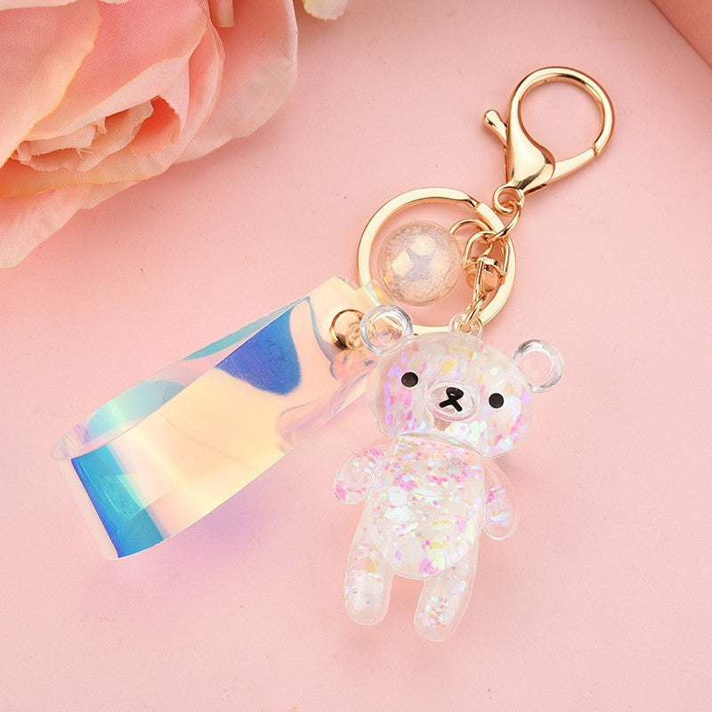 Acrylic Oil-filled Bear Keychain