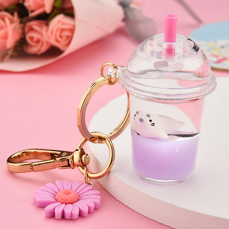 Acrylic Milk Bottle Simulation Milk Tea Cup Keychain