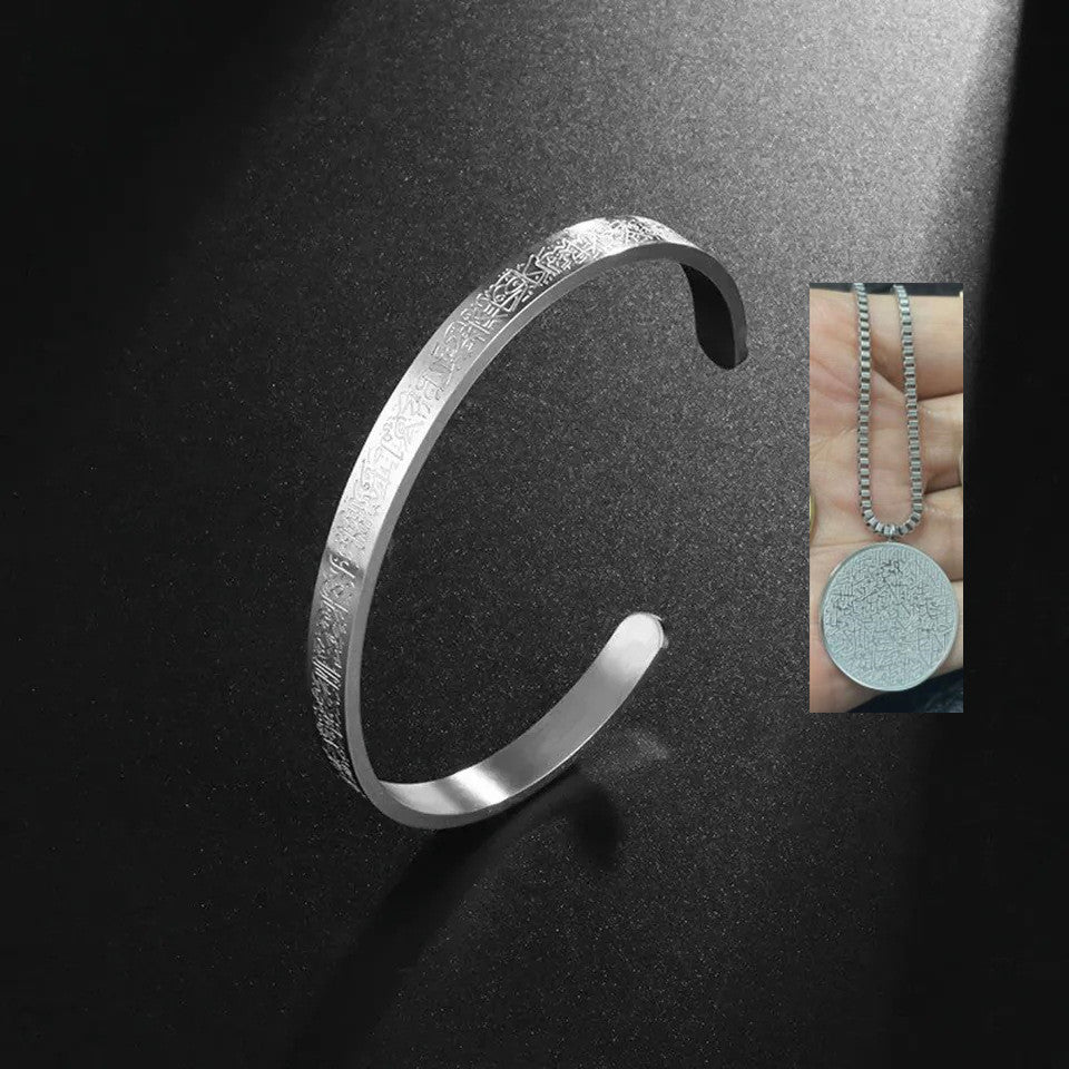 Stainless Steel Disc Necklace & Bracelet Set