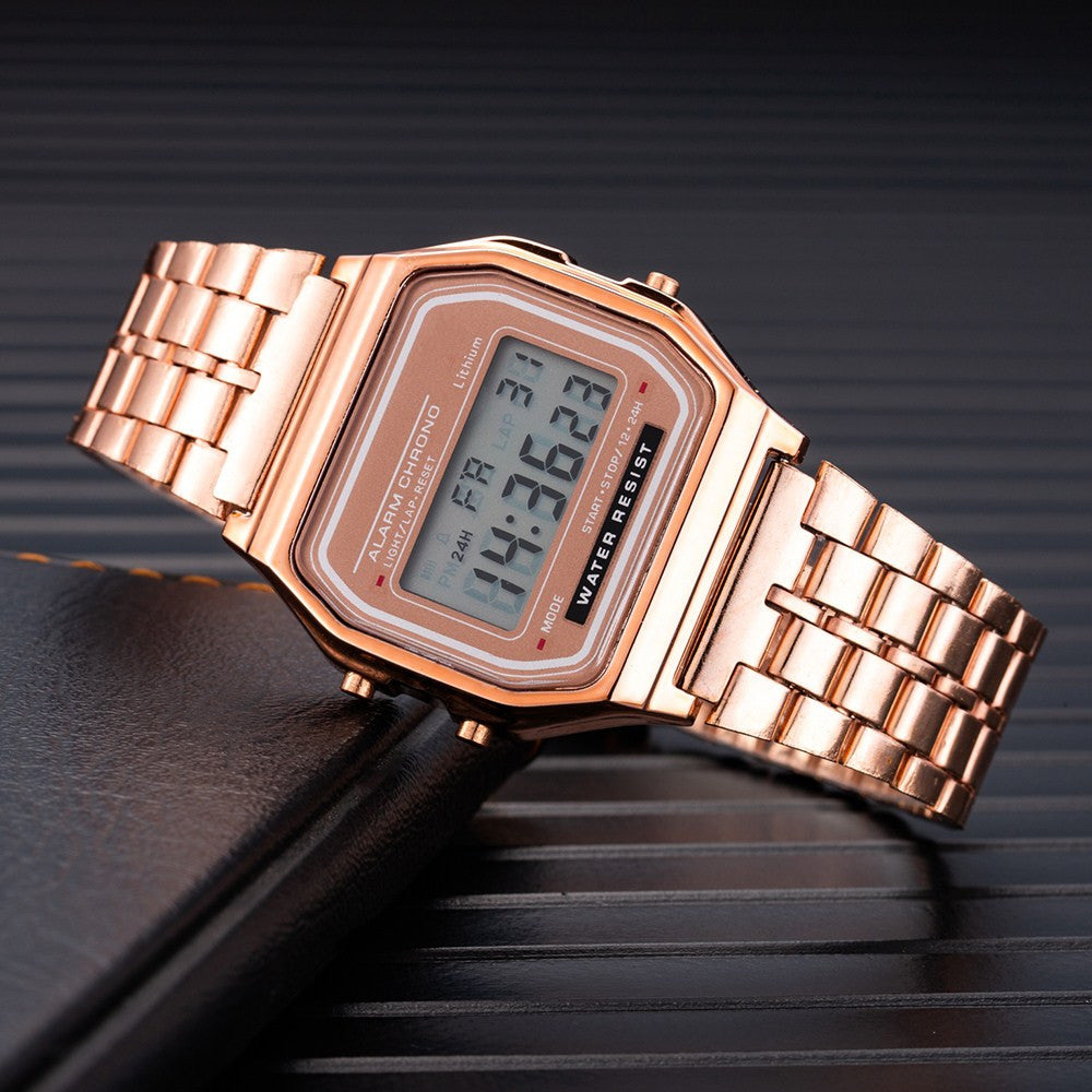 LED Electronic Watch Steel Band A159 Harajuku Style Watch Multifunction