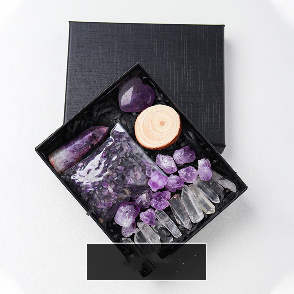 Natural Crystal Rough Pillar Crushed Stone Gift Set