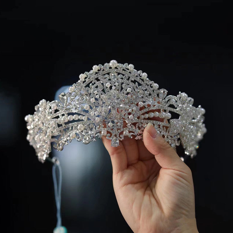 New Wedding Dress Silver Forehead Crown Temperament Luxury Rhinestone Alloy