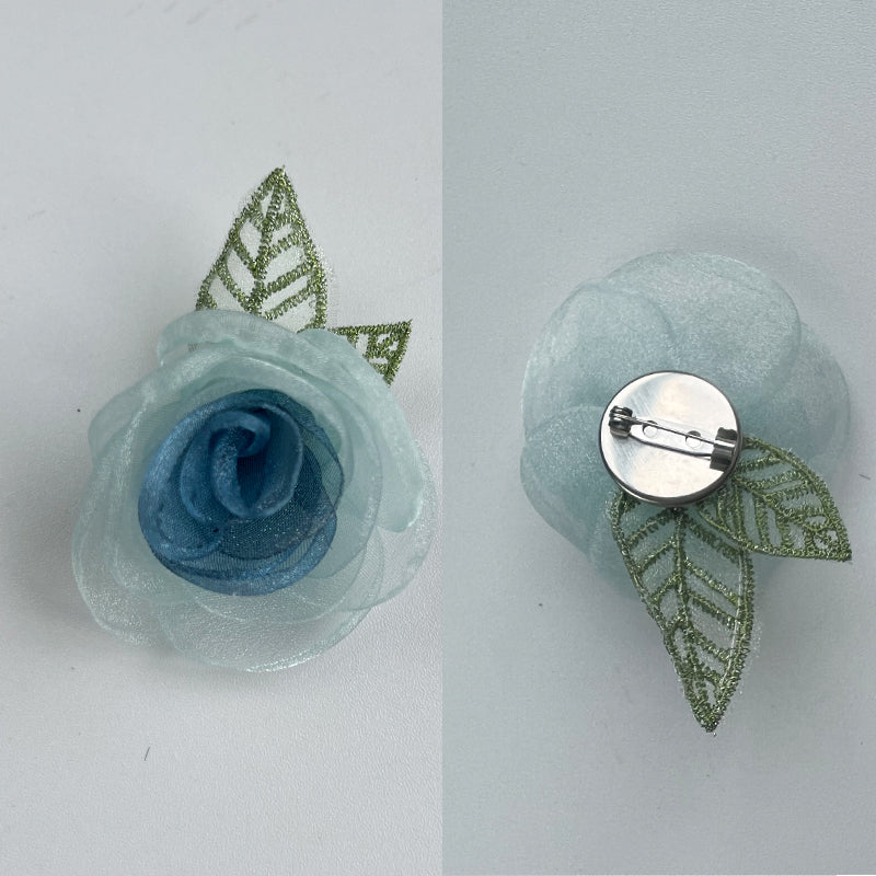 Pearly Gauze Petal Rose Brooch