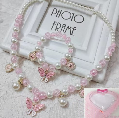 Children's Necklace Jewelry Pearl Bracelet Set