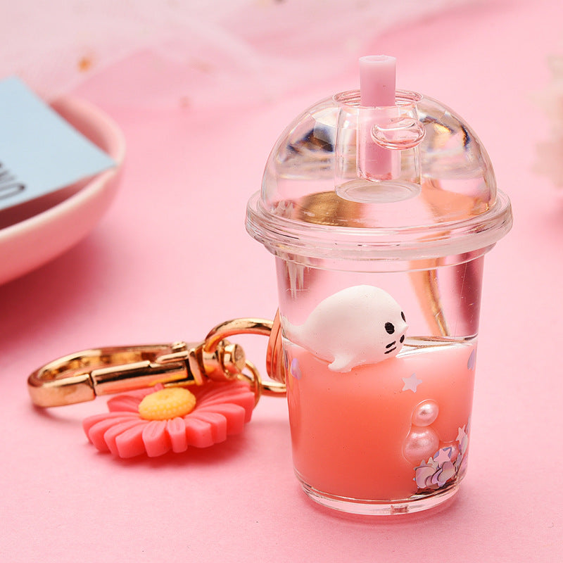 Acrylic Milk Bottle Simulation Milk Tea Cup Keychain