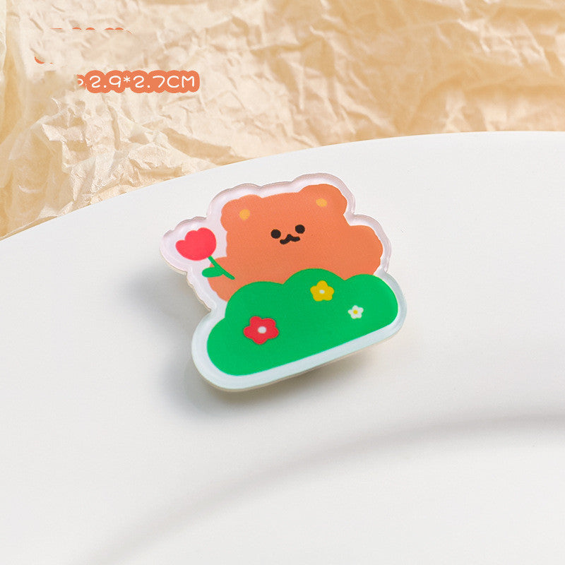 Cartoon Acrylic Brooch Cute Decorative Accessories