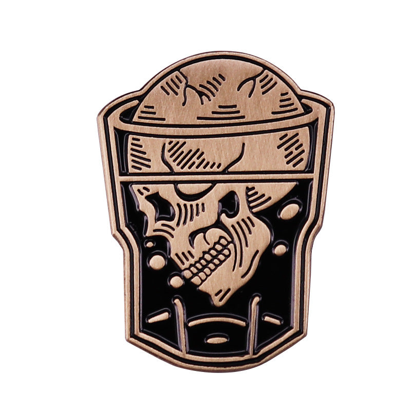 Whiskey Skull Brooch Cocktail Skull Drink