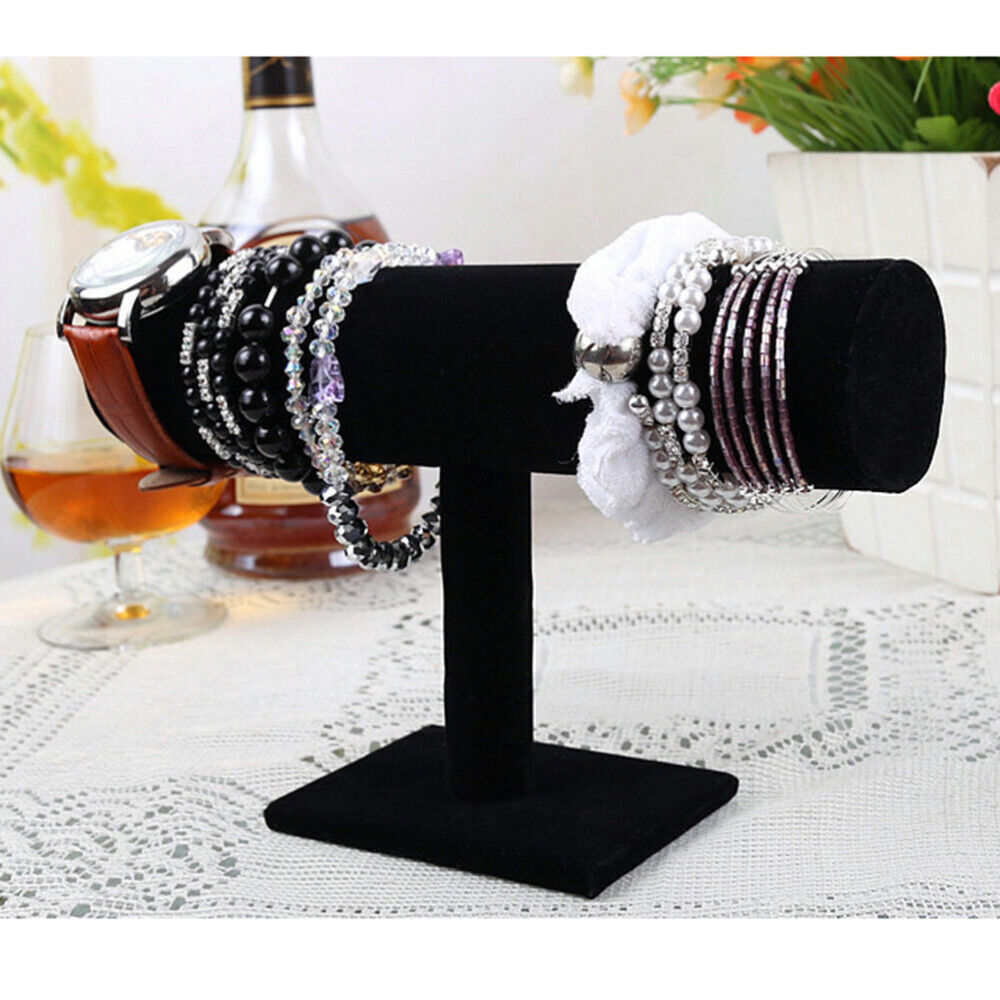 T-Stand For Necklaces & Bracelets Black Velvet Holder Organizer Jewelry Display