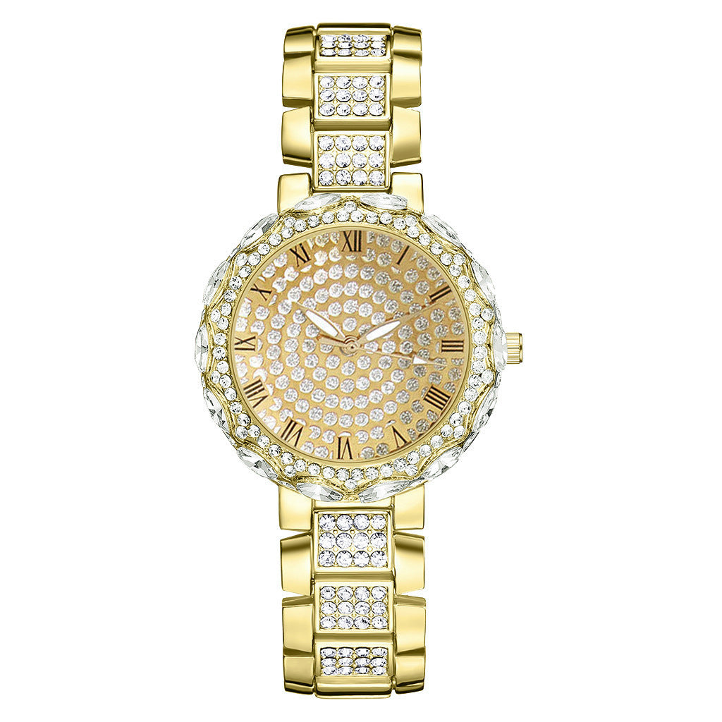 New Women's Quartz Inlaid Diamond Fashion Steel Band Watch