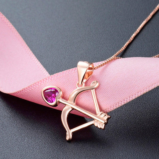 S925 Silver Diamond Creative Heart Bow And Arrow Pendant