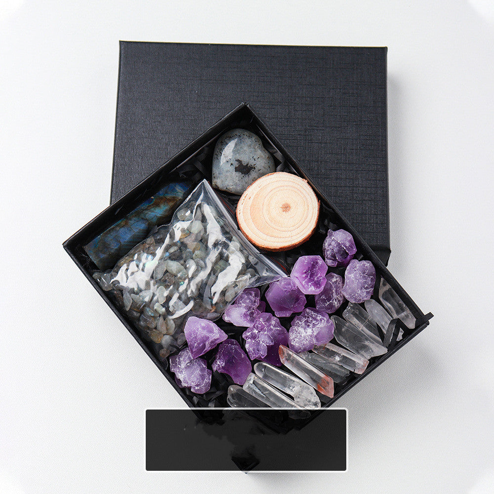 Natural Crystal Rough Pillar Crushed Stone Gift Set