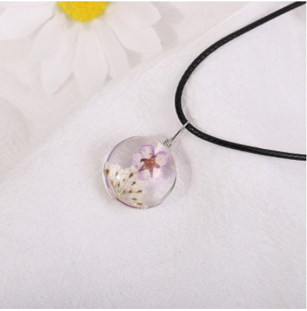 Dried Flower Starry Necklace Time Gemstone Necklace