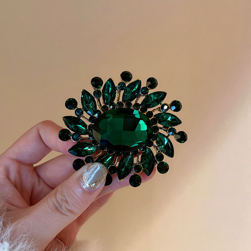 French Emerald And Diamond Delicate Brooch