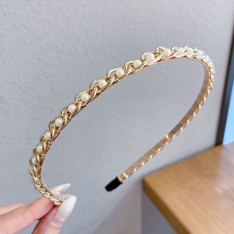 Sen Simple Pearl Thin Headband Hair Accessories Headband