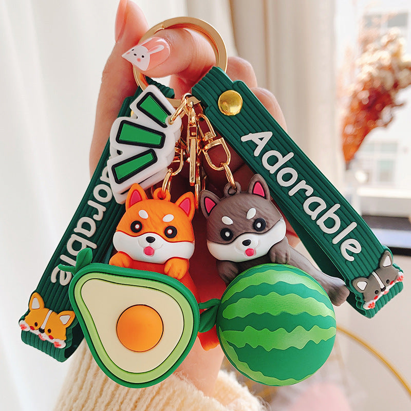 Cute Fruit Shiba Inu Cartoon Key Pendant