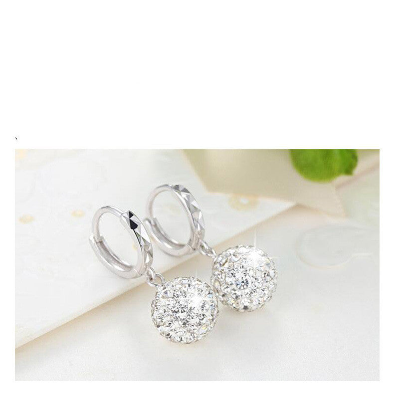 Full Rhinestone Soft Ceramic Ball Buckle Small Earring Earrings