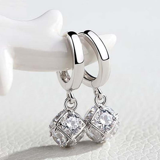 Elegant Caged Crystal Ball Stud Earrings