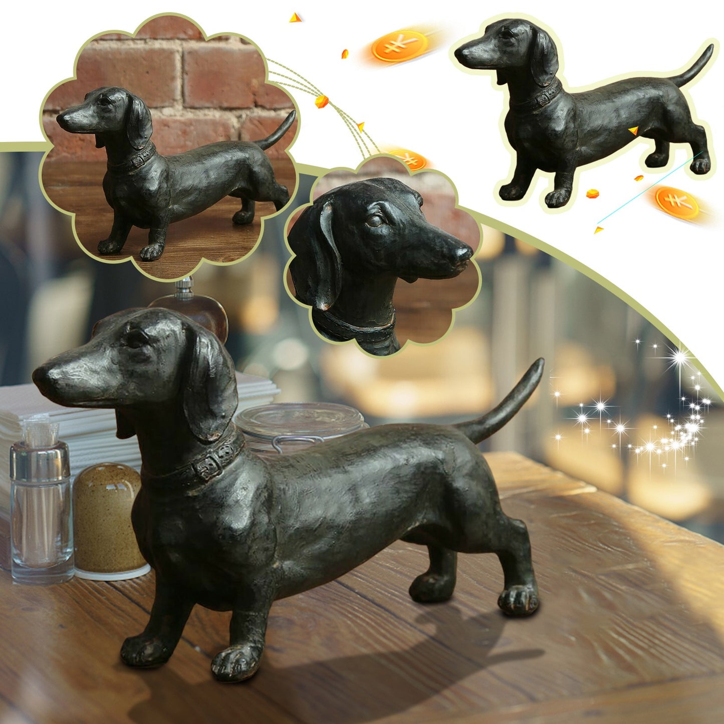 Dachshund Statue Garden Decor-Yard Lawn Resin Dog Sculpture