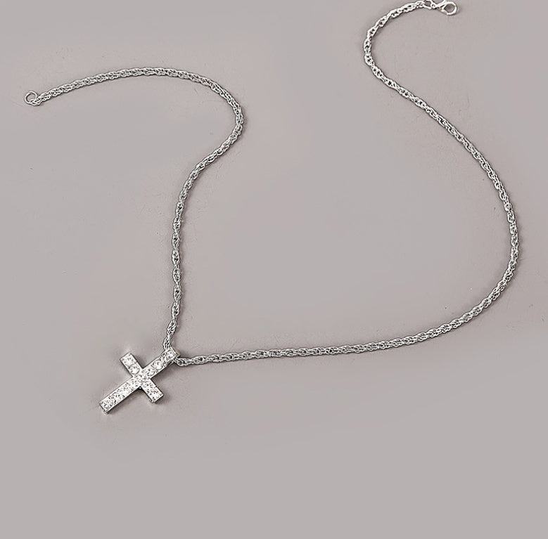 Zircon Geometric Cross Pendant Necklace
