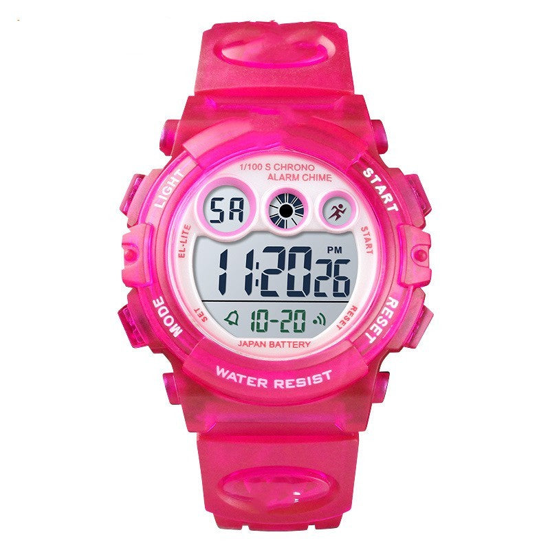 Multifunctional Waterproof Colorful Transparent With Personality Student Electronic Watch