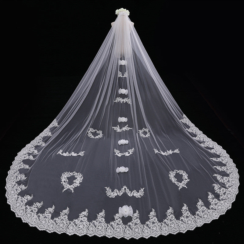 Bride Wedding Long Veil Photo Props Veil Tail Luxury