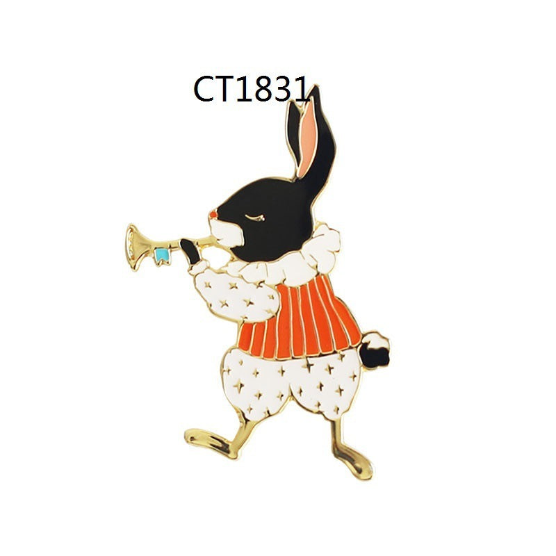 Animal Cartoon Alloy Cute Metal Animal Cat Rabbit Brooch