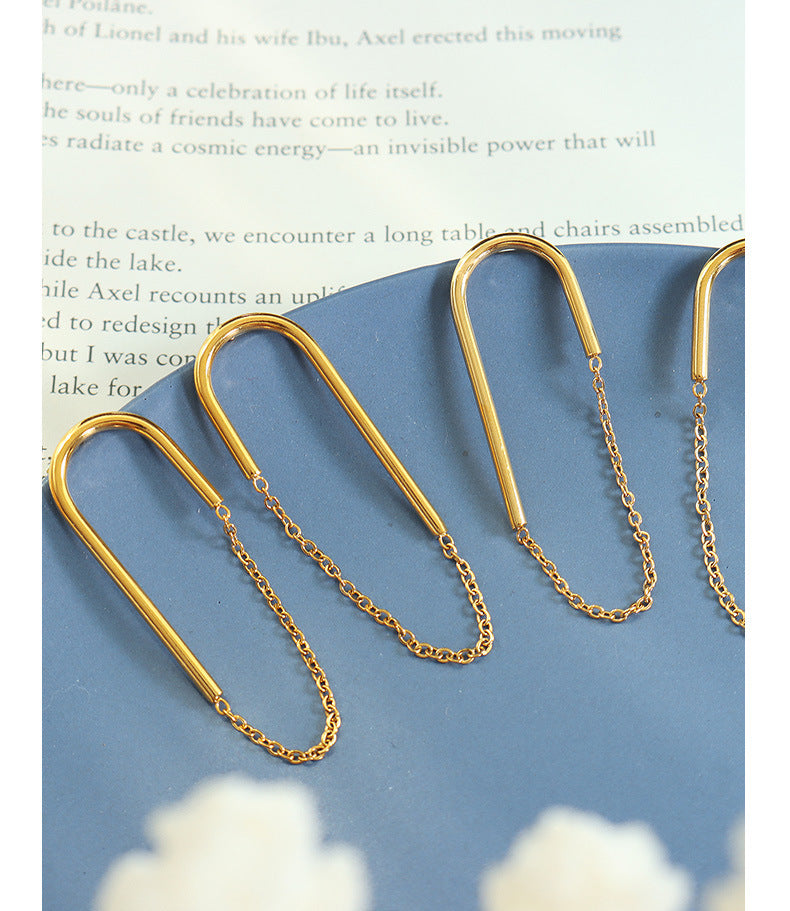 European And American Ins Style Chain U-shaped Ear Studs