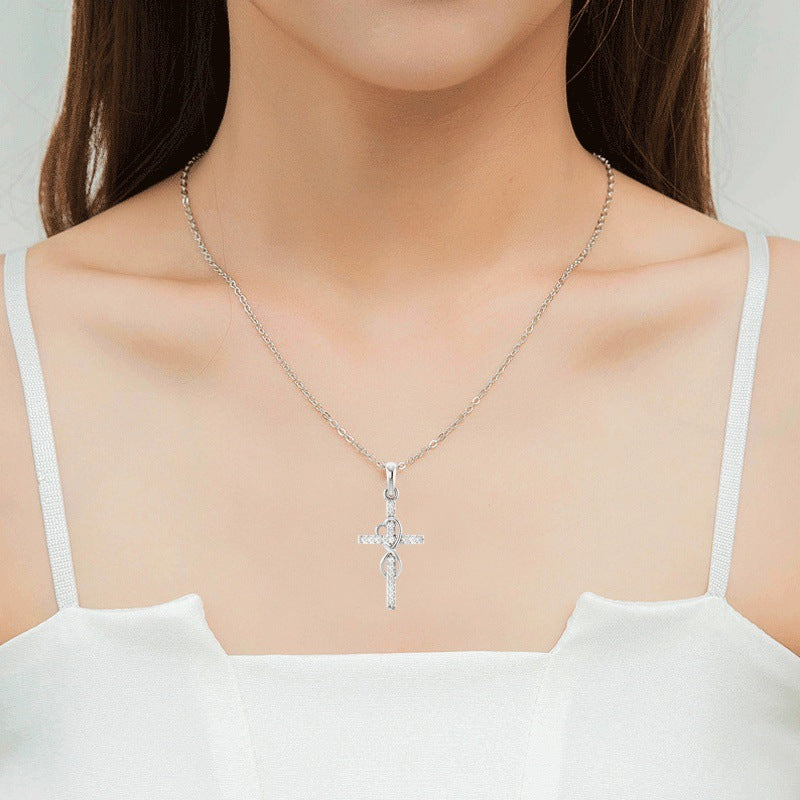 14K Gold Plated Cubic Zirconia Cross Necklace