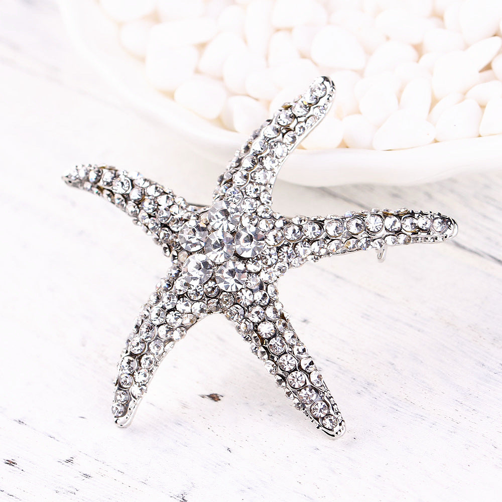 Women's Fashionable All-match Diamond Starfish Brooch