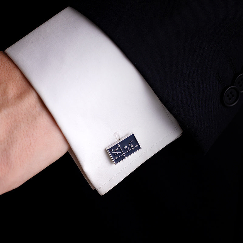 Copper Enamel Blue Cufflinks for Men