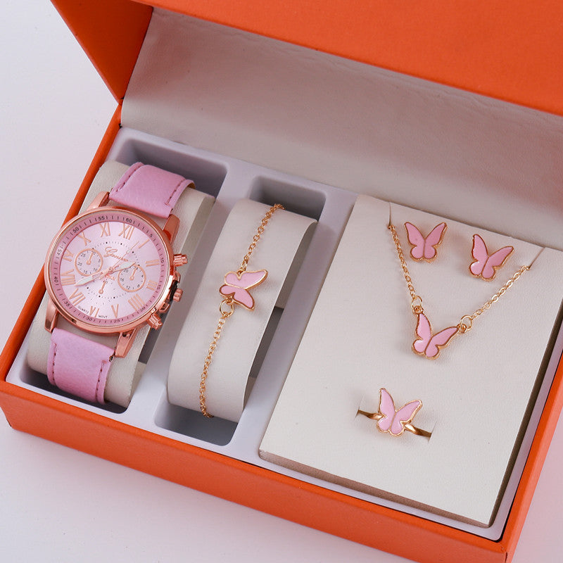 Chic Graduated Belt Watch & Jewelry Set