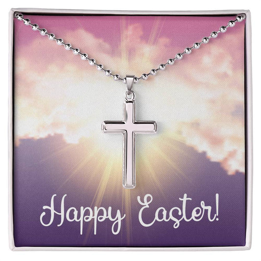 Stainless Cross Necklace With Message Card : Religious Gifts - for Easter