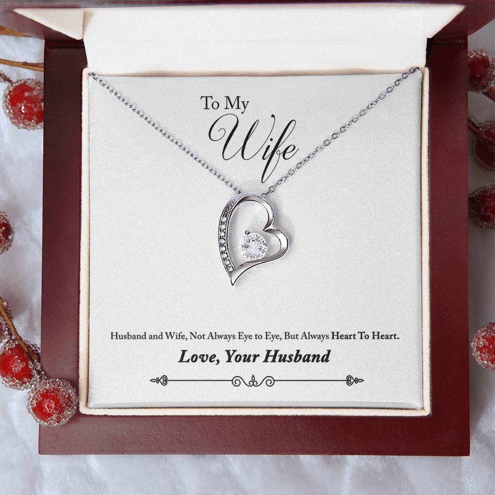 Forever Love Necklace with Message Card : Gifts for Wife - Husband and Wife, Not Always Eye to Eye, But Always - For Anniversary, Birthday