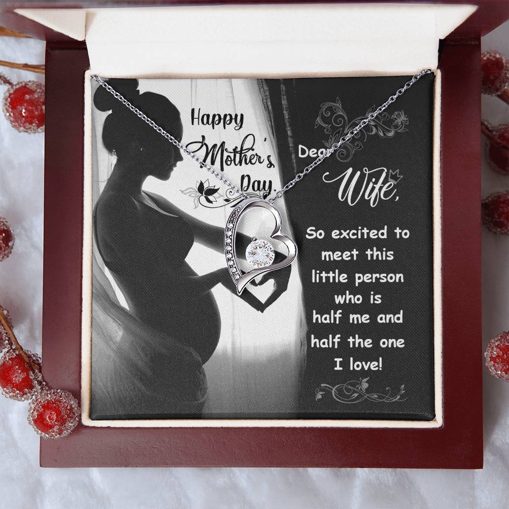 Forever Love Necklace with Message Card : Gifts for Wife - Happy Mothers Day Dear Wife so Excited to Meet  - For Mothers Day