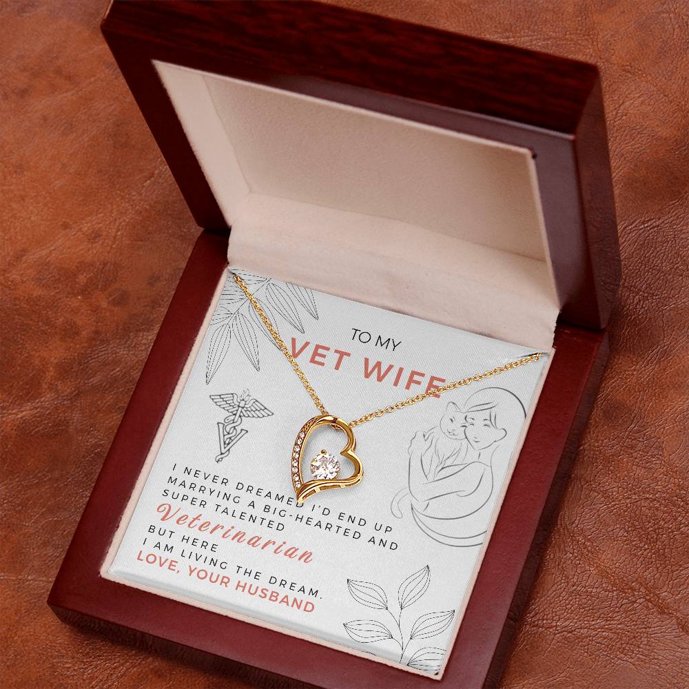 Forever Love Necklace with Message Card : Gifts for Wife - To My Vet Wife, I Never Dream I'd End Up - For Anniversary, Birthday