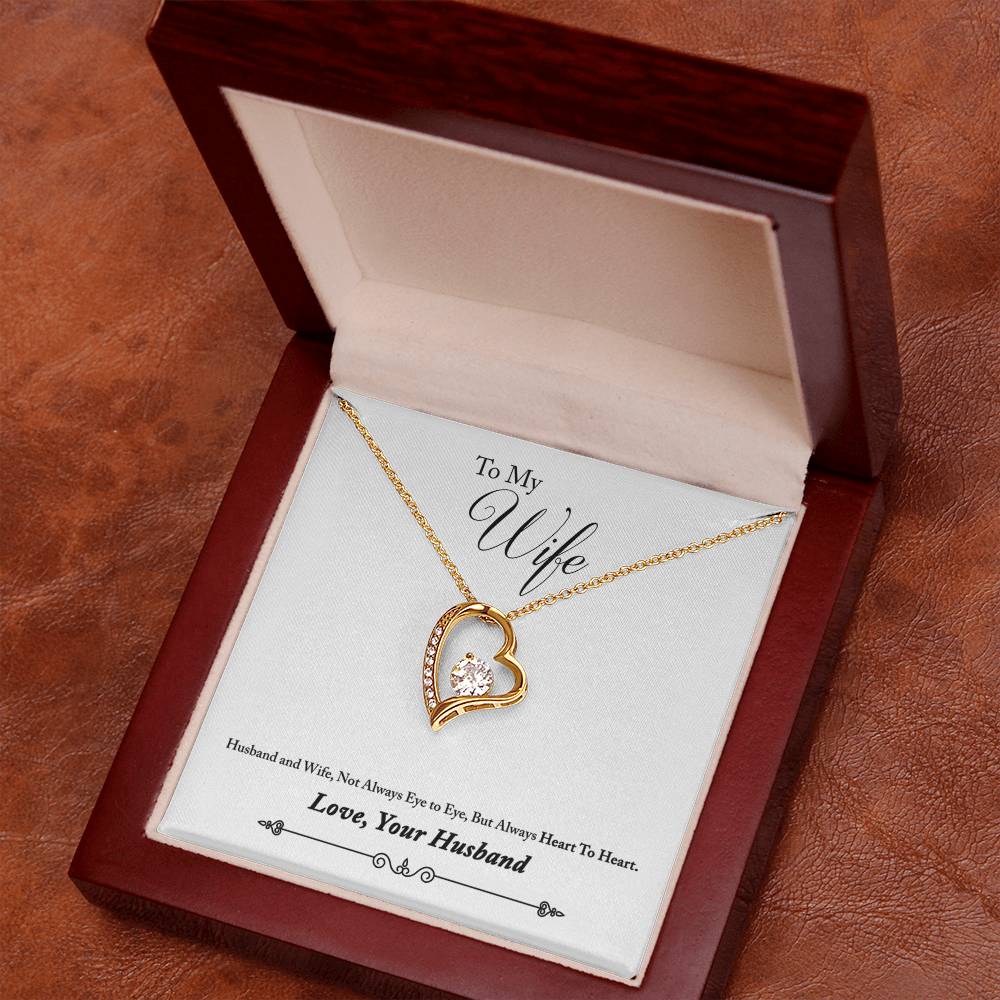 Forever Love Necklace with Message Card : Gifts for Wife - Husband and Wife, Not Always Eye to Eye, But Always - For Anniversary, Birthday