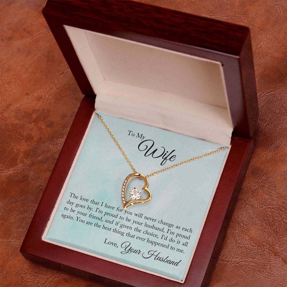 Forever Love Necklace with Message Card : Gifts for Wife - To My Wife the Love that I Have for You Will Never - For Anniversary, Birthday