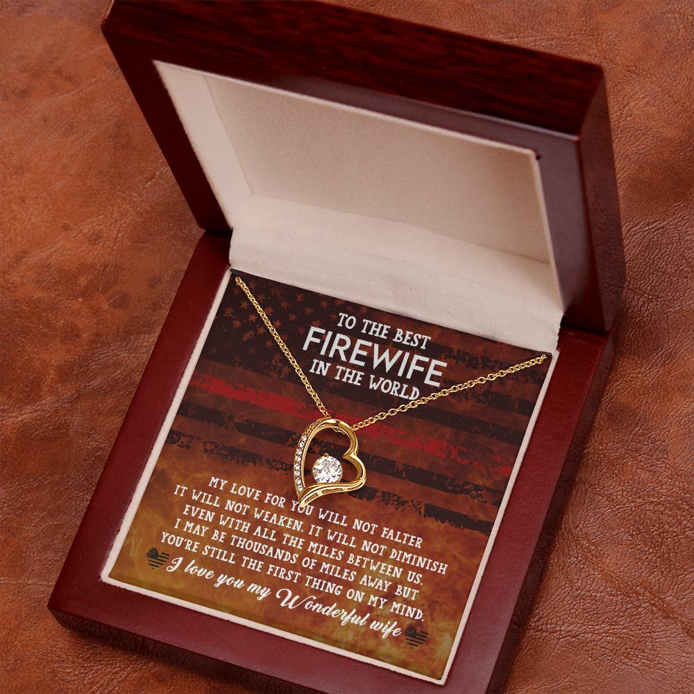 Forever Love Necklace with Message Card : Gifts for Wife - To the Best Firewife In the World - For Anniversary, Birthday